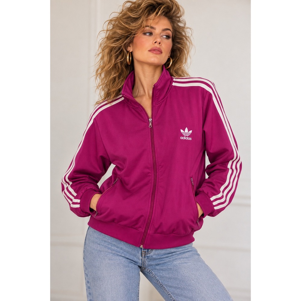 Adidas Track Jacket Womens XL Magenta Purple Firebird Trefoil W67912 Retro